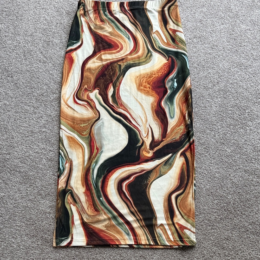 Amazon Swirl Pattern Midi Skirt - Multicolor